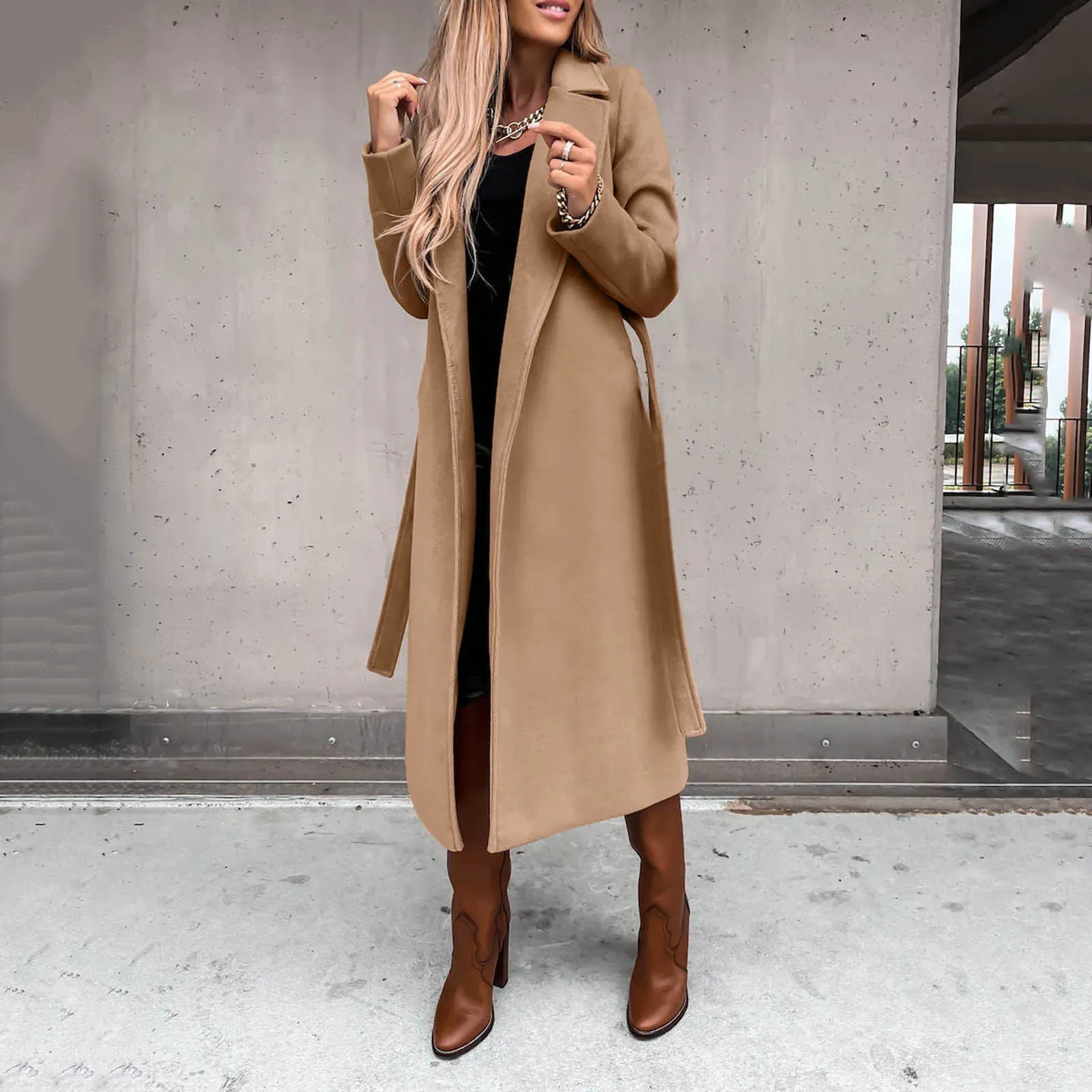 Cappotto da donna in misto lana Cappotto lungo di lana da donna Autunno Inverno Tendenza coreana Temperamento sciolto Cappotto di lana Streetwear Moda Outwear 230927