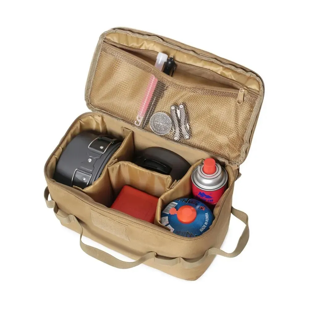 Sacs de plein air Camp MOLLE Pouch Camping Sac de rangement Panier Cuisinière à gaz Canister Pot Carry Sack Pique-nique Ustensiles de cuisine Organisateur 230927