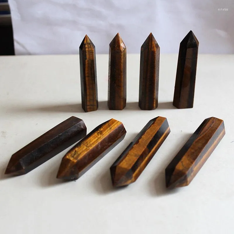 Decorative Figurines 1kg Natural Tiger's Eye Jasper Quartz Crystal Point Wand Chakra Healing