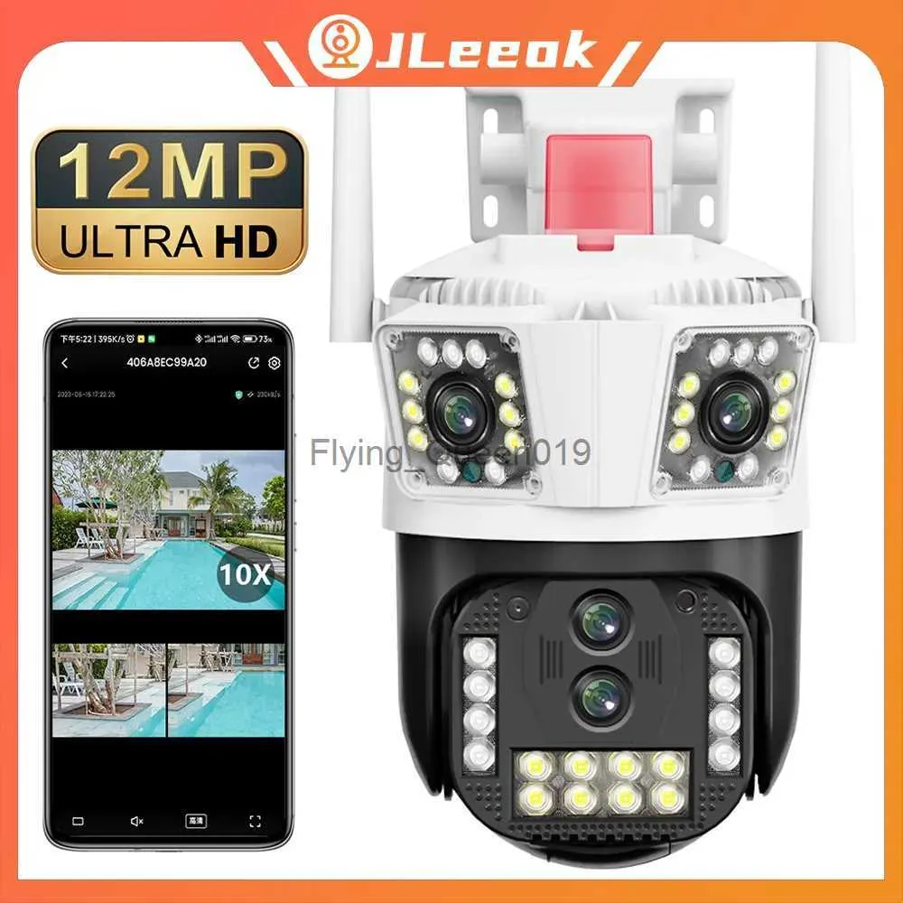 CCTV Lens Jleeok 12mp أربعة عدسة WiFi PTZ كاميرا ثلاث شاشة AI Human Auto Tracking 9MP في الهواء الطلق CCTV كاميرا YQ230928