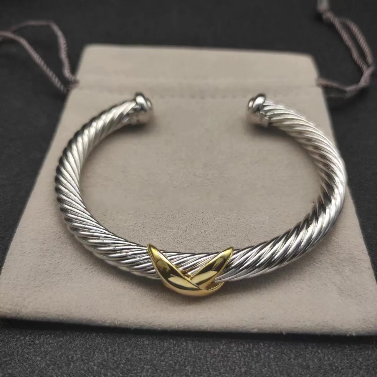 designer DY cable bracelet twisted bracelets silver jewelry for men women gold Pearl head diamond stone Cuff bangle luxury jewelrys party wedding gift wholesale