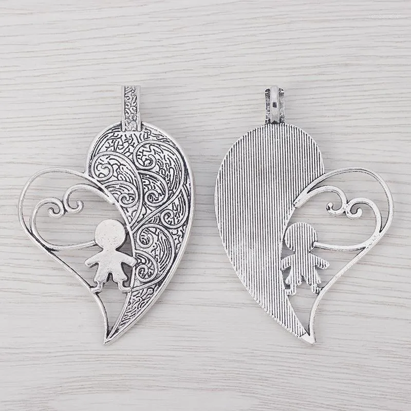 5 Tibetan Silver Heart Charms With Boy Silver Heart Pendant For DIY Necklace  Jewelry Making Large Size 65x44mm From Kembawalker, $7.88