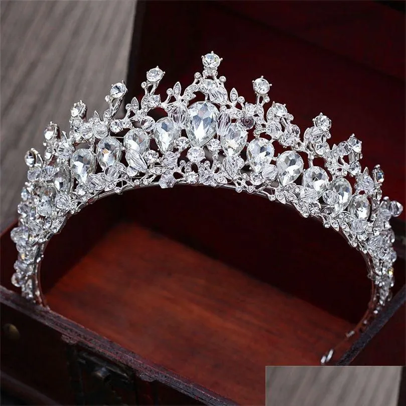 Bijoux de cheveux baroques magnifiques diadèmes de couronne de mariée Vintage Sier plaqué perles de cristal diadème pour femmes accessoires 220831 Drop Deliv Dhncn