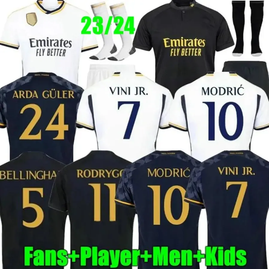 Bellingham 2023 Vini Jr Futbol Formaları Hayranlar Oyuncu Tchouameni 23 24 Futbol Gömlek Real Madrids Camavinga Rodrygo Modric Camisetas Erkek Çocuk Kit Şezlings Sweatshirt