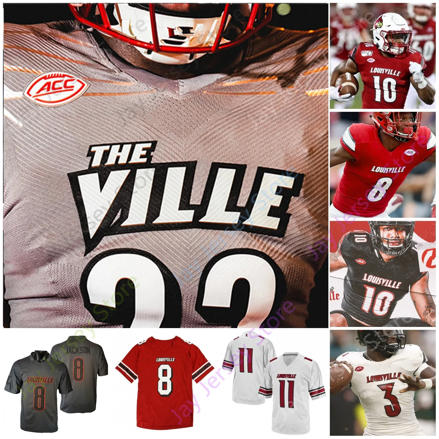 Maillot de football de Louisville NCAA College Jack Plummer Lamar Jackson Jamari Thrash Kevin Coleman Isaac Guerendo Devin Neal Cam'Ron Kelly Johnny Unitas Bridgewater