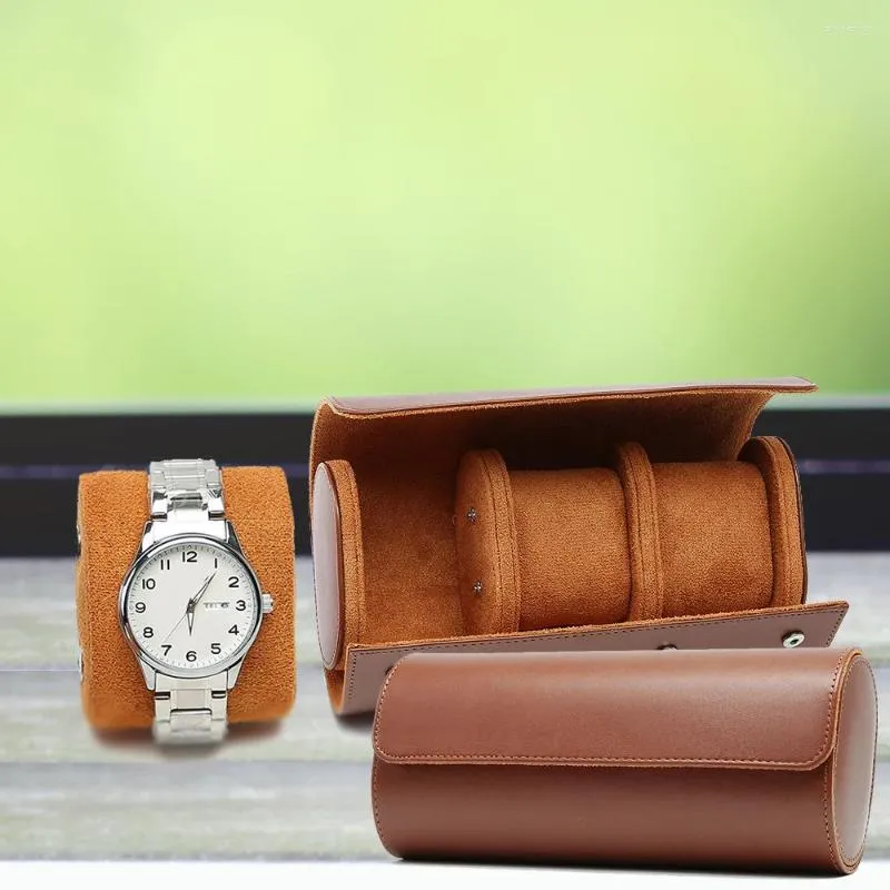 Scatole per orologi Custodia da viaggio con rotolo a 3 slot Porta orologi in pelle vintage portatile Organizzatori di scatole di immagazzinaggio per regali da uomo