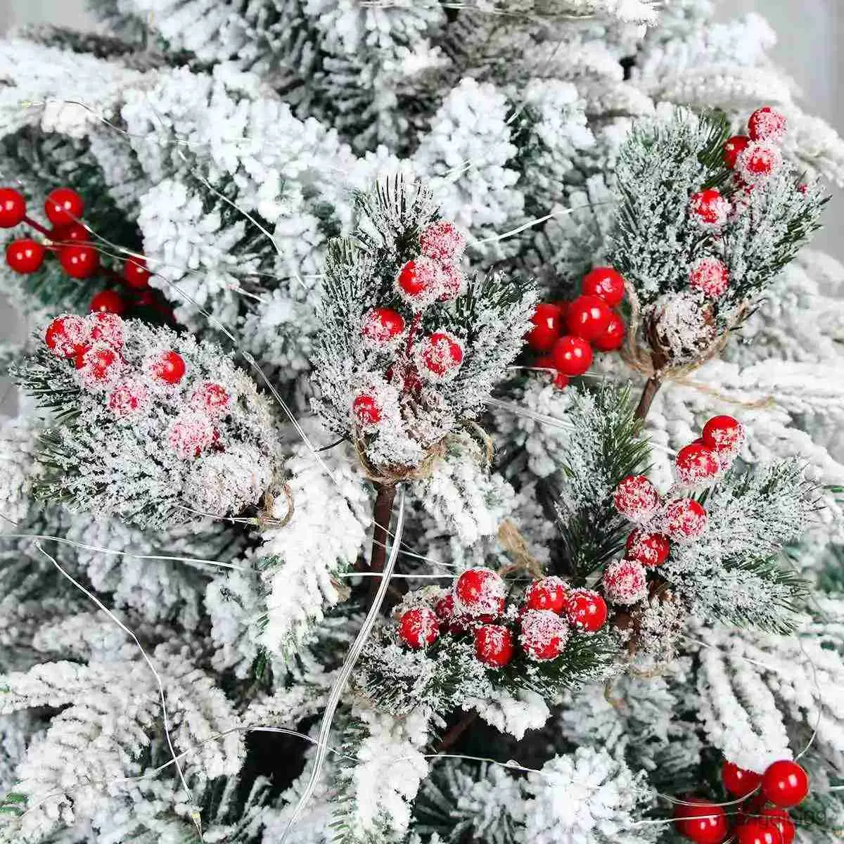 Juldekorationer Julröd bär Articifial Flower Merry ChultyCoration for Home Xmas gåvor Gott nytt år