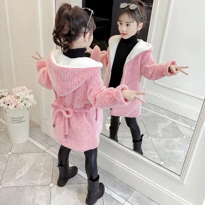 재킷 의류 세트 2023 한국 가을 겨울 윈드 브레이커 재킷 코트 유아 여자 옷 초등 여자 따뜻한면 꼭대기 230928
