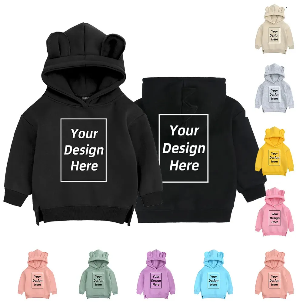 Jackor anpassade hoodies pojkar flickor fleece tröja kläder tryckt diy text egen mönster spädbarn casual varm långärmare jacka 230928