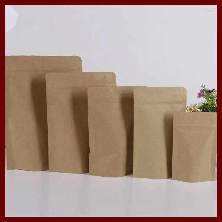 Bolsas para joias 500 tamanhos 17x24 4 sacolas de papel kraft marrom sem janela com zíper/zip lock sacos de embalagem para presentes/chá
