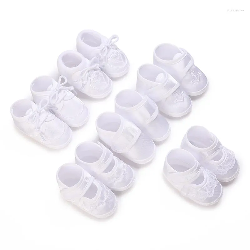 First Walkers Baby Baptism Shoes 0-3 Months Comfortable Breathable Bed Soft Sole Princess Girl White Step