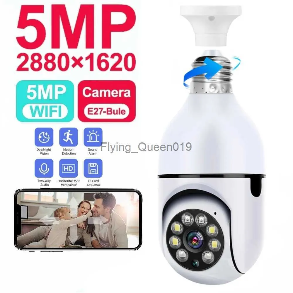 CCTV Lens 5MP E27 Ampul Kamera WiFi Kapalı Video Gözetim Ev Güvenliği Bebek Monitörü Tam Renk Gece Görme AI Otomatik İzleme YQ230928