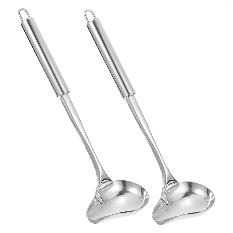 Spoons 2 Pcs Stainless Steel Sauce Spoon Mini Ladle Duckbill Serving Long Handle Filter Kitchen Gadget