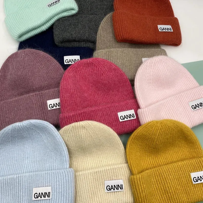 Rabbit Fur Fold Over Beanie BN2272 Knitted Ombre Fold Over Genuine Rabbit Fur Pom Pom  main image 3