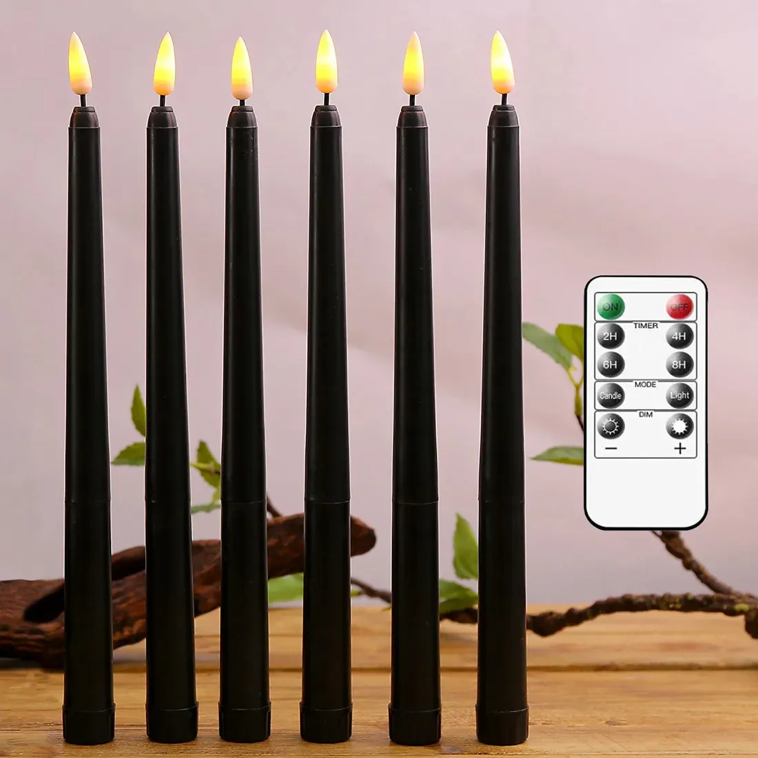 Candles Halloween LED Black Taper With Remote Control 6 or 12 Pieces Flameless Electronic 28cm11 inch Window Candlesticks 230921