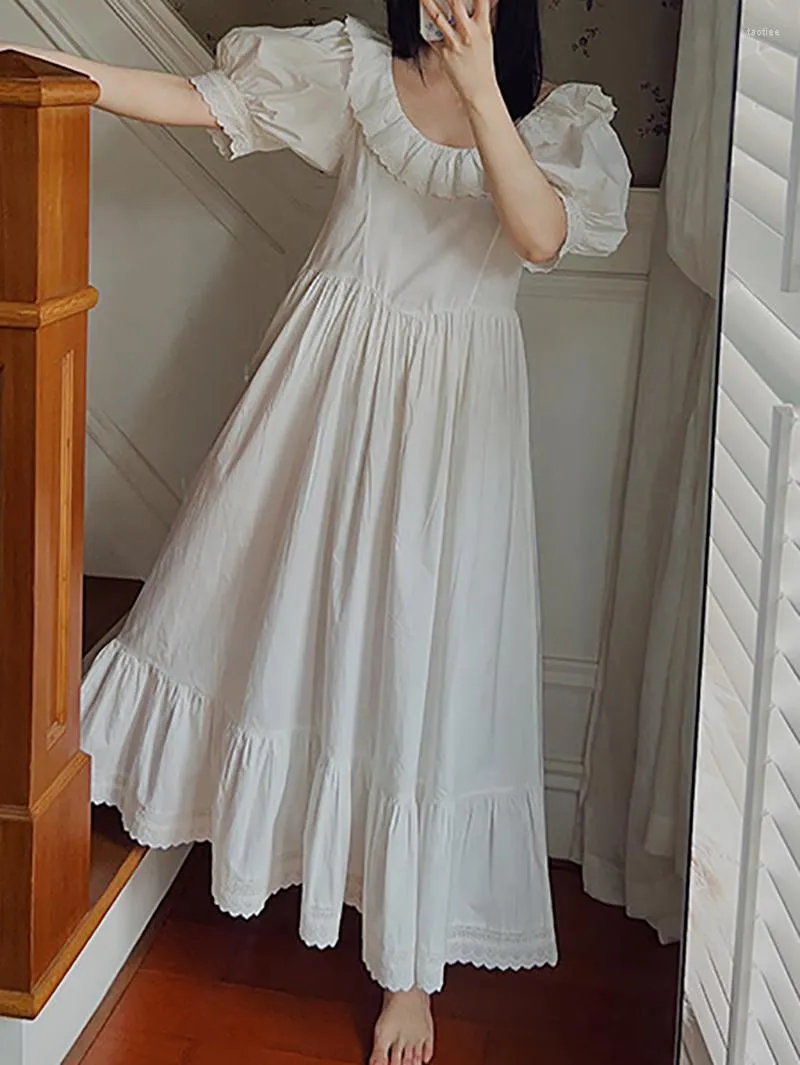 Suelinvy Chemise De Nuit Victorienne Manches Longues Broderie - Robe Pyjama Mignonne Volants S-XXL