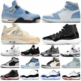 Box With Jumpman Basketball Shoes 4 4s Shimmer White  University Blue 1 1s Mens Sneakers High og Pollen Womens Trainers 11 11s Low Legend Sports Shoe
