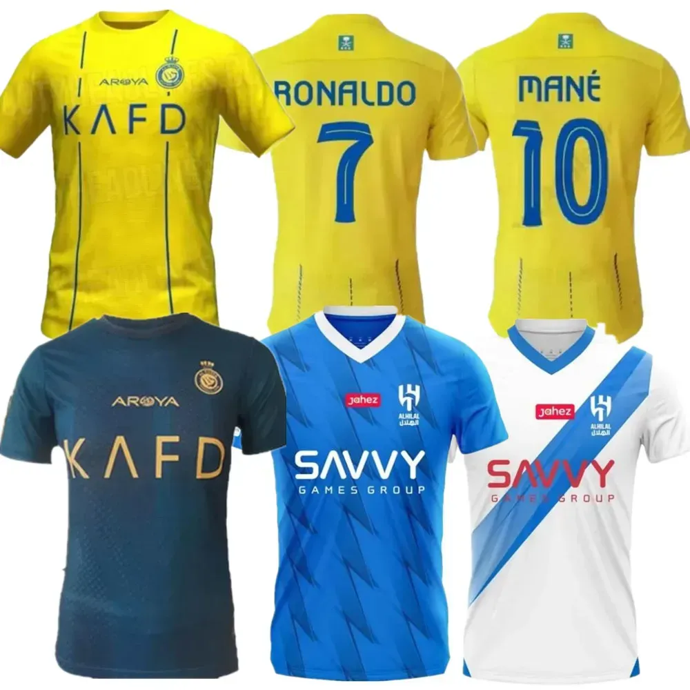 Al Nassr FC Soccer Jerseys Ronaldo 2023 2024 Hem Yellow Away 23 24 Cr7 Gonzalo Martinez Talisca Ghislain Konan Vincent Aboubakar Men Football Shirt Al-Nass FC