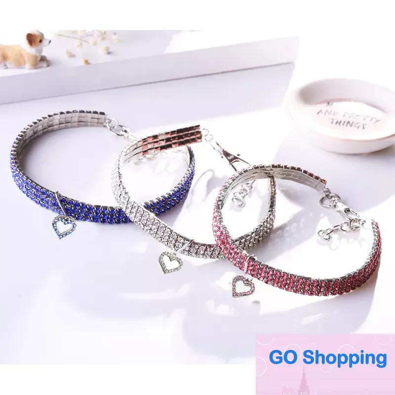 Fournitures pour animaux de compagnie de qualité Collier de chat de chien Cristal Chiot Chihuahua Colliers Collier pour petits chiens de grande taille Accessoires de bijoux en diamant