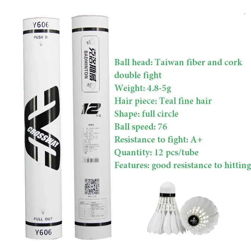 Balls 12Pcslot CROSSWAY F2 Badminton Goose Feather Shuttlecock Speed Durable Ball for Training Exercise 230927