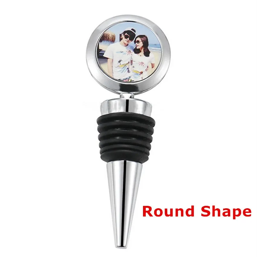 Sublimation Wine Bottle Stoppers Bar DIY White Blank Plug Mutiple Shapes Heart Round Square Flower Hexagon Creative Gift Zinc Alloy Cork A12