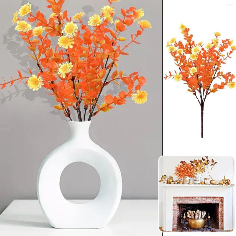 Flores decorativas 1 pc queda artificial ao ar livre plástico falso arbustos para outono arranjo floral cestas de suspensão casa