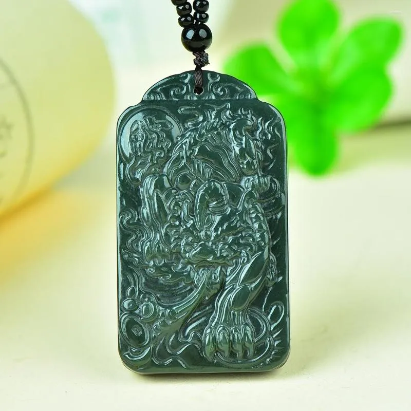 Pendentif Colliers Naturel Vert Jade Pixiu Collier Hommes Femmes Véritable Chinois Hetian Jades Néphrite Brave Troupes Chanceux Amulette Fengshui Charms