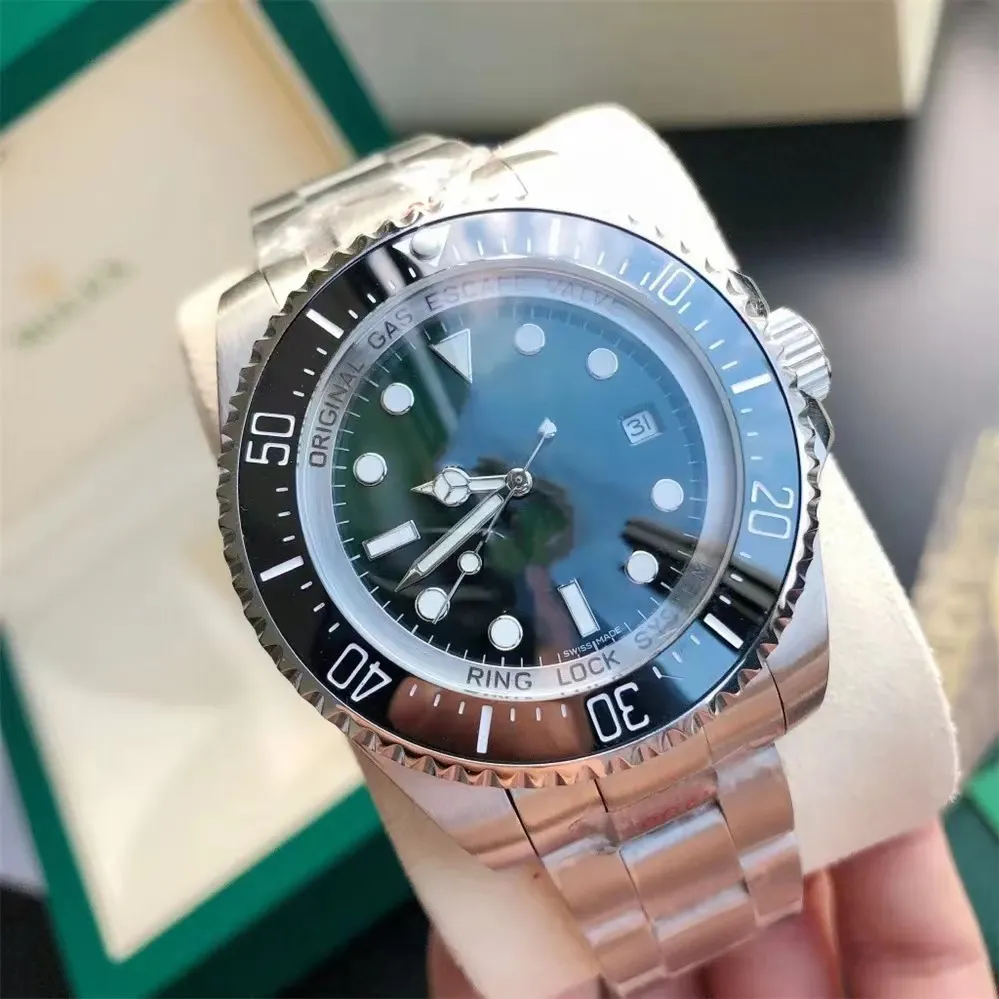 ボックスメンズ付きMM D-Blue Ceramic Bezel Dweller Sea Sapphire Sapphire Cystal Stainless Stainless Stasp with Glide Lock Clasp自動メカニカルダイビングラミナス時計