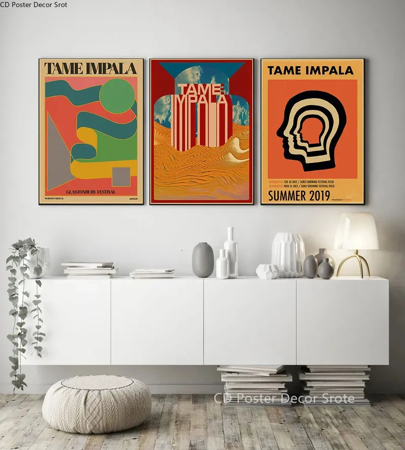 Psychedelic Rock Music Band Poster, Vintage Kraft Paper Wall