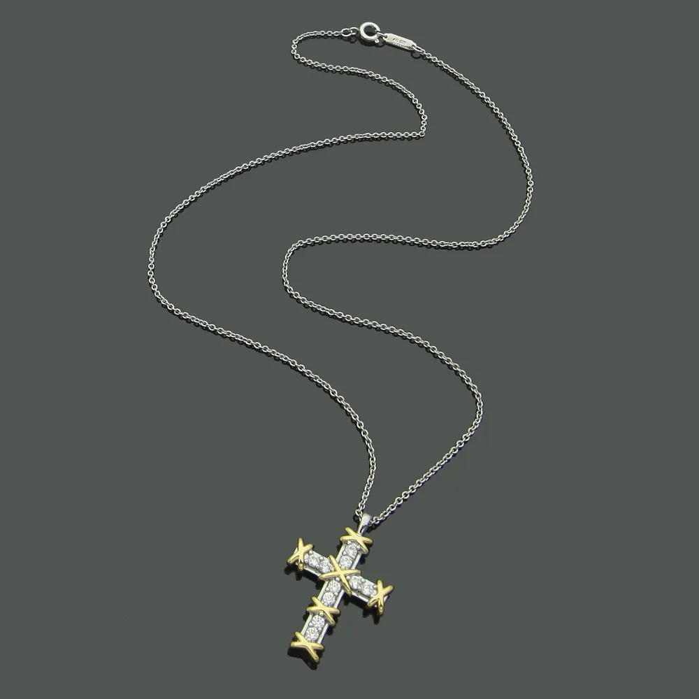 T Letter Designer Necklace Luxury Cross Pendant Necklaces Mens Womens Gold Silver Cross Necklace Fashion Jewelry
