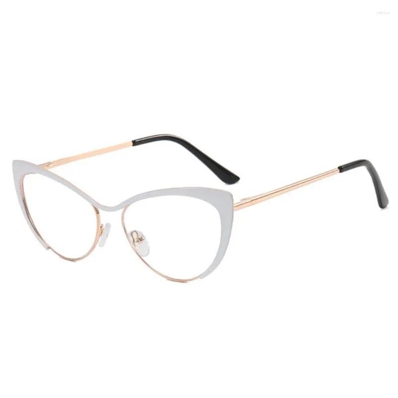 Solglasögon läsarglasögon läser glasögon hög definition stor ram metall blå anti-blue lins chic design mode pendent
