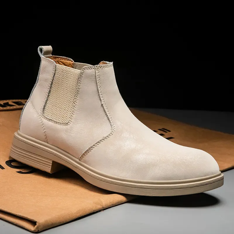 Botas Hombres de cuero genuino Resbalón en Chelsea Plus Tamaño 3847 Bota de tobillo con calzado de invierno de piel para hombre 230928