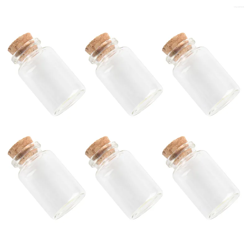 زجاجات التخزين 6pcs Cork Stoppers Glass Vials الجرار واضحة صغر حاوية حاوية المطبخ