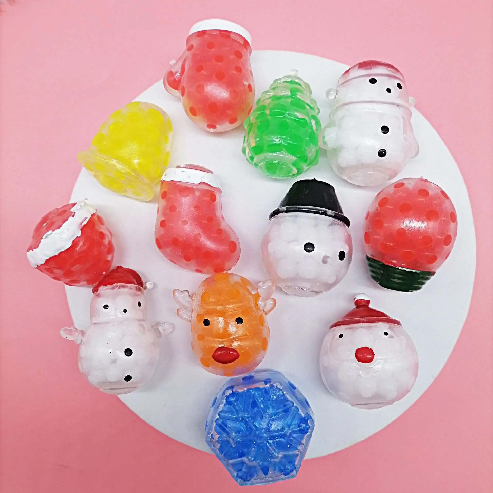 Kawaii Christmas Water Droplets Mochi Squishy Toys With Decompression Vent And Lampwork Beads Ball From Fashiondepartment 0.66 DHgate.Com