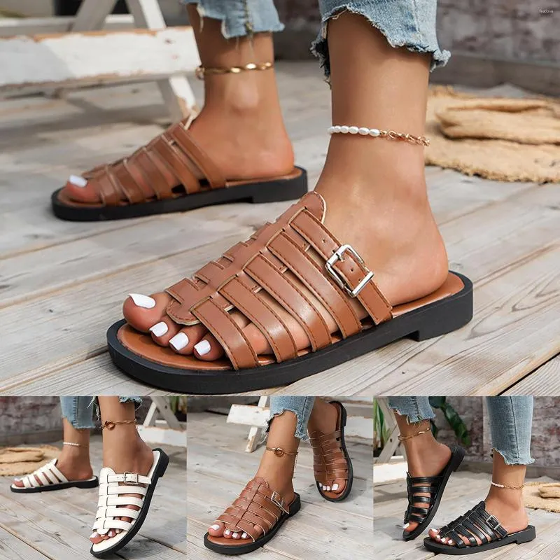 Women Sandals Round Toe Open Toe Slippers Fashionable Summer New Pattern  Flat Comfortable Non Slip Shoes Extra Wide Sandals (Brown, 7) : :  Clothing, Shoes & Accessories