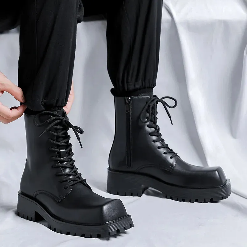 Mens square 2025 toe motorcycle boots