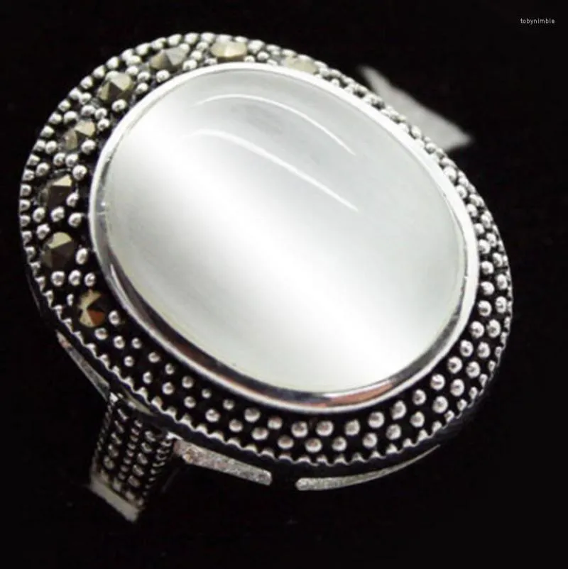 Anelli a grappolo GIOIELLI VINTAGE BIANCO OPALE MARCASITE 925 STERLING UN ANELLO MISURA 7/8/9/10