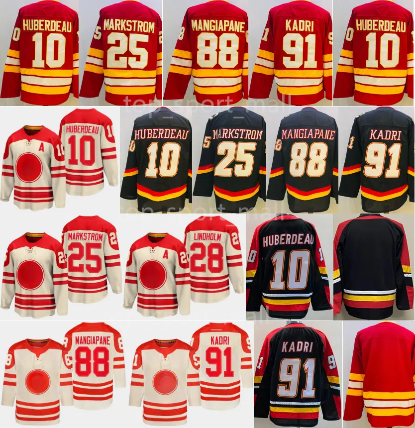 2023 Heritage Classic 10 Jonathan Huberdeau Jerseys Hockey sobre hielo 25 Jacob Markstrom 28 Elias Lindholm 88 Andrew Mangiapane 91 Nazem Kadri Reverse Retro Men Stitch