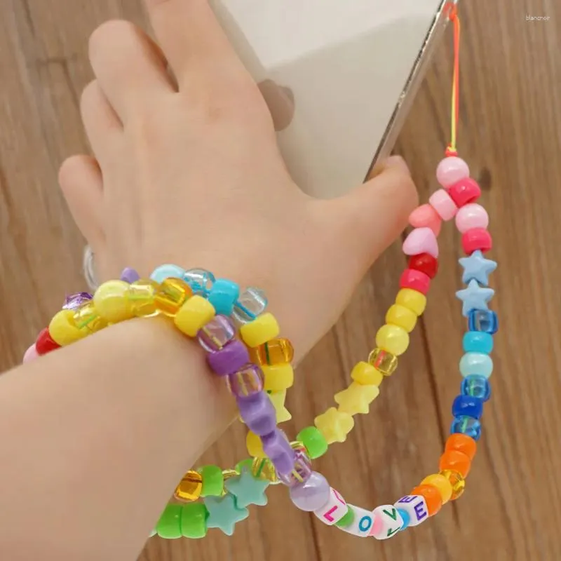 Bracelets à maillons Go2Boho, chaîne de perles de téléphone portable, lanière de téléphone pour femmes, bijoux colorés, sangle perlée pour étui
