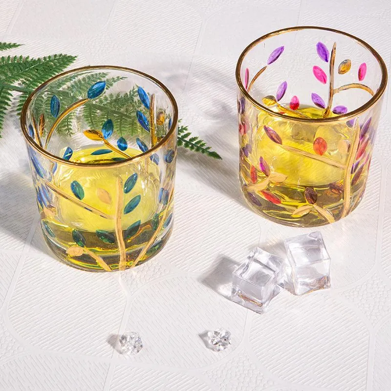 Weingläser, Zecchin-Design, Murano-Whiskyglas, Blattmuster, Whiskybecher, italienischer nationaler Quintessenz-Buntkristallbecher, Bierkrug