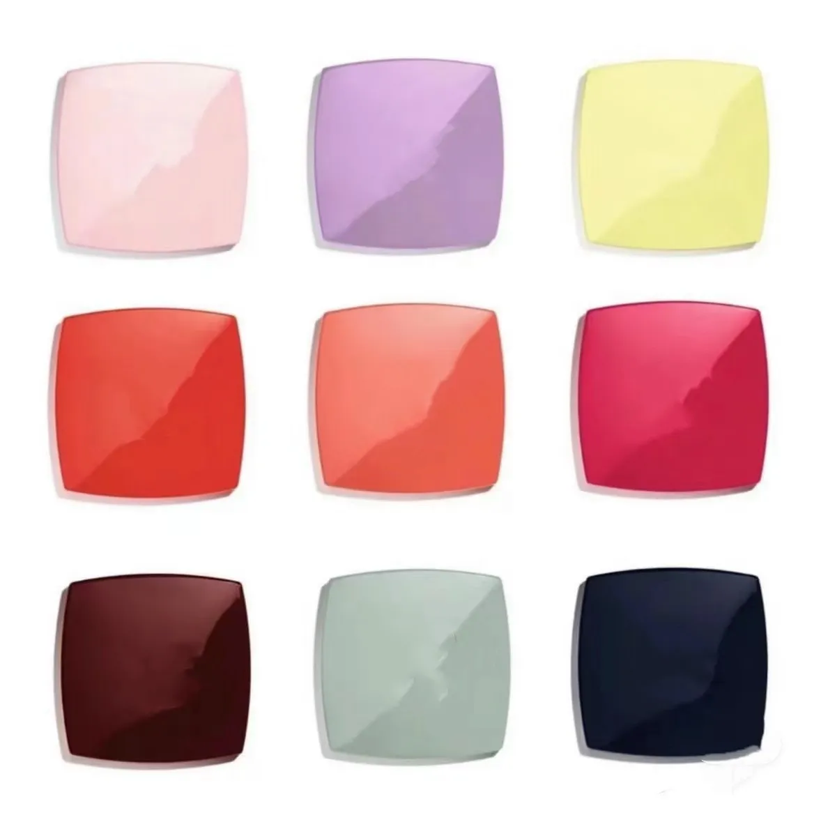 Rose vif blanc noir rouge jaune violet miroirs compacts verts marques doubles facettes 7 imprimées couleur 1: 1 miroir duo de qualité avec outils de maquillage de sacs à poussière Nouveau