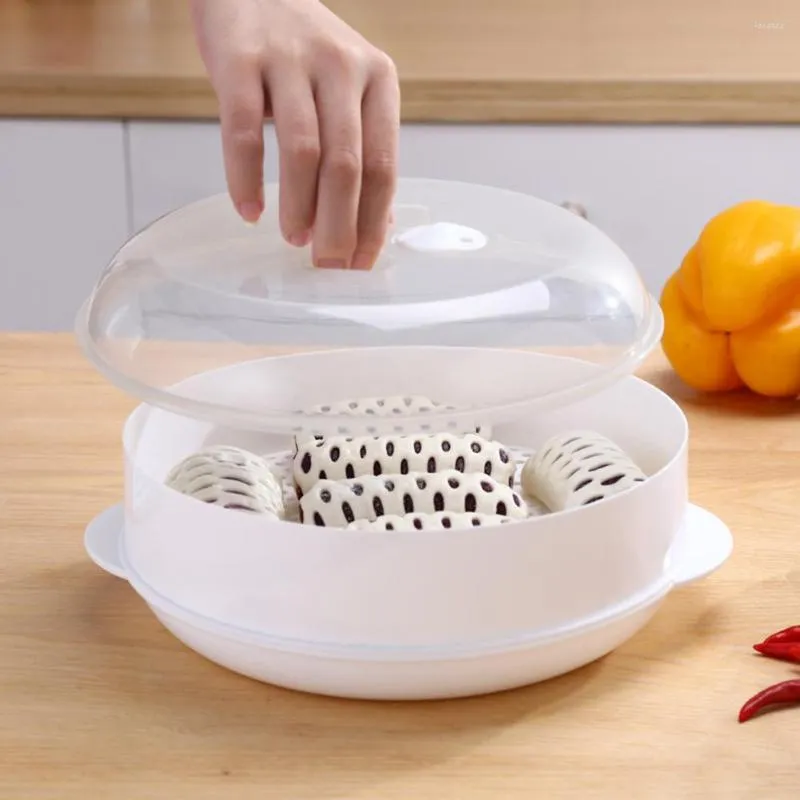 Double Boilers Round Single/Double Tier Microwave Food Steamer Kitchen