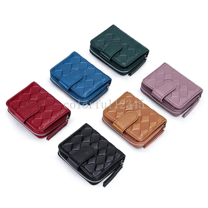 New Women's Wallet Leather Zipper Hasp Purses for Women Short Folding Wallets Multifunction Embosser Money Bag with Coin Purse