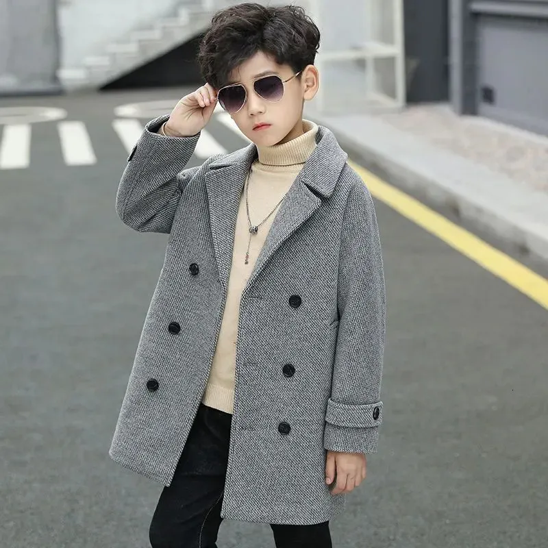 Wool Coat Trench Coat Kids Boys Korean Boys Mac Coat Boys' Girls - Main Image