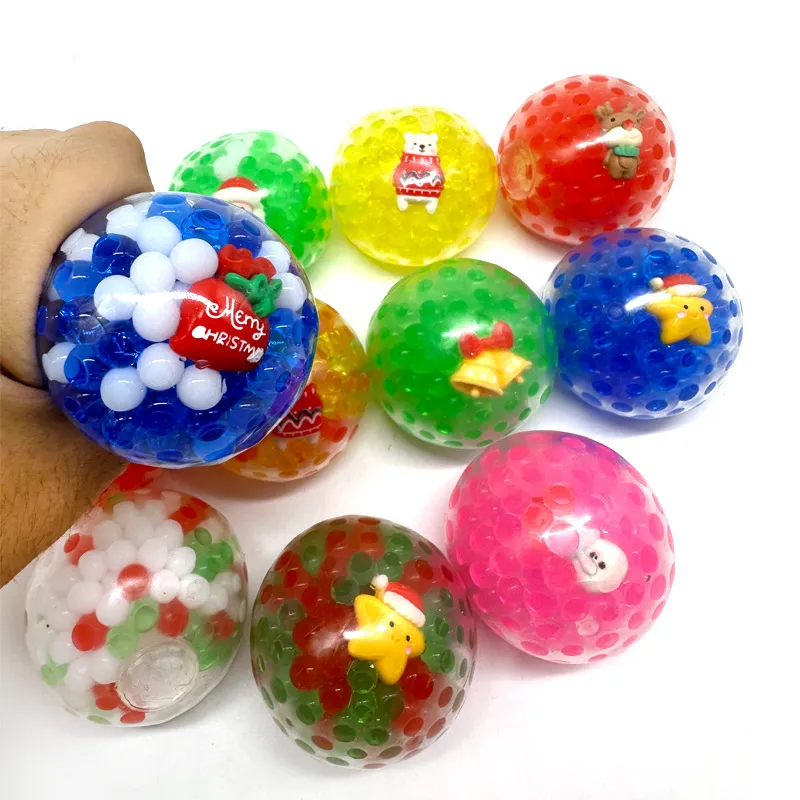 Mochi Squishy Toys Christmas Bead Ball Descompression Bead Ball Christmas Squishies Pitada Brinquedos de Natal