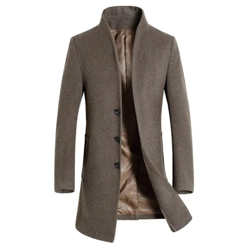 Misturas de lã masculina Casacos de lã Outono Long Trench Overcoat Casacos Masculino Moda Gola Slim Windbreaker Plus Size 5XL 6XL 230928