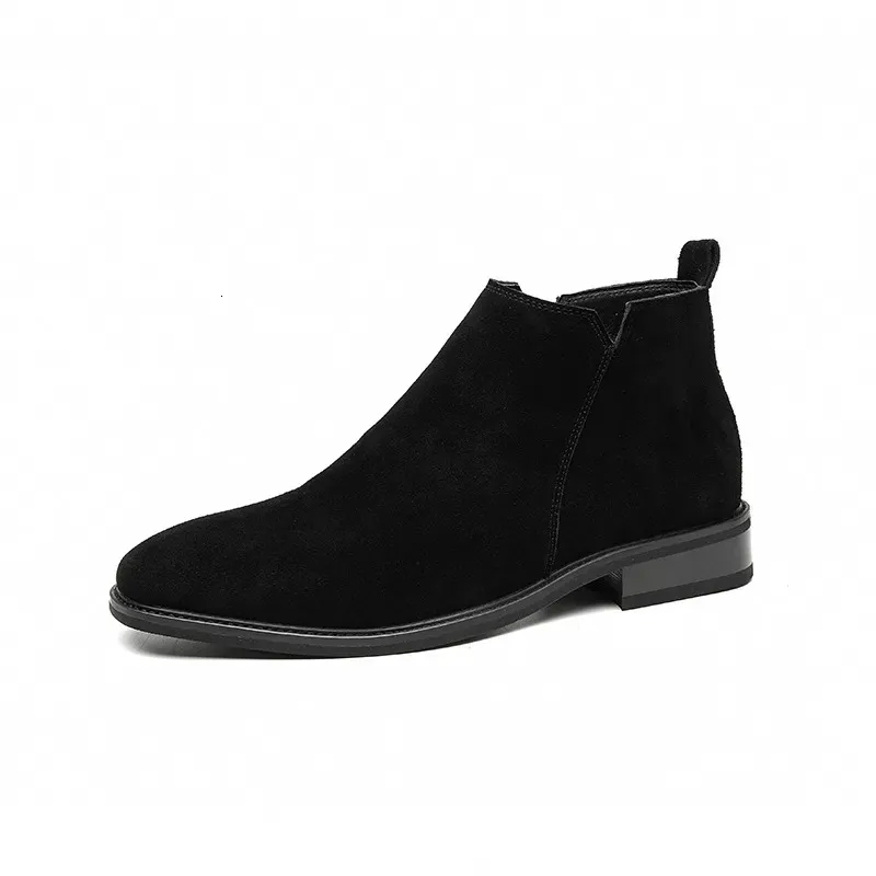 Botas primavera outono designer rebanho chelsea para homens moda casual meio britânico tornozelo masculino cor sólida sapatos masculinos 230928