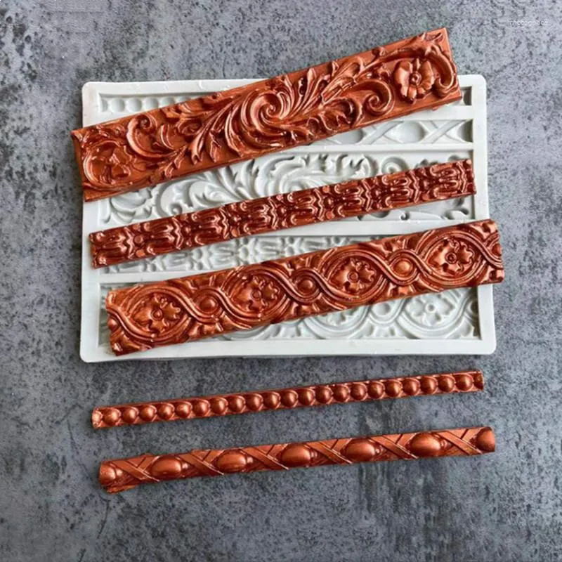 Moules de cuisson Vintage bandes de tissage maison motifs en relief polysaccharide silicone moule savon à la main bougie décoration