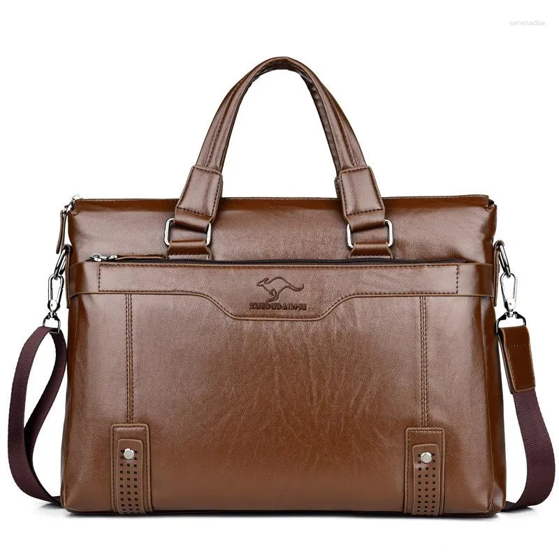 Binglar 2023 Erkek çantası çantası iş pu deri fermuarlı belge çantaları porte-documents lüks adam seyahat bavul cüzdanı
