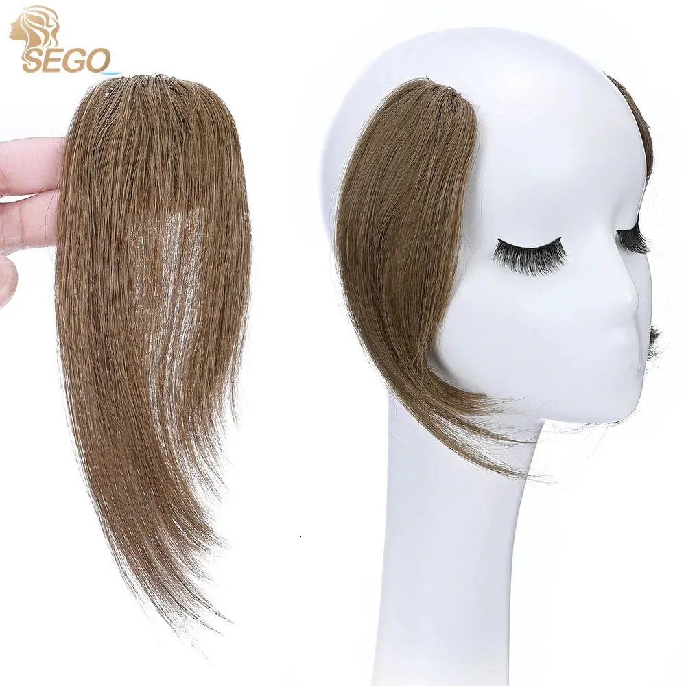 Lace S Sego 100 Human Hair Clip on Bangs With Mid Part Onetwo Sides Remy i Extension French Invisible 2st Fringe 230928